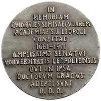 250-lecie Uniwersytetu Jana Kazimierza we Lwowie- medal autorstwa Tadeusza Błotnickiego 1911, Aw: ..