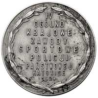 IV Zawody Sportowe Policji 1929 r.- medal autorstwa S. R. Koźbielewskiego, Aw: W wieńcu napis pozi..