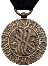 medal Niepodległości wraz z legitymacją nadany Józefowi Ciekotowi, medal na wstążce, brąz, 35 mm