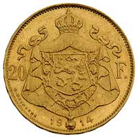 Albert 1909-1914, 20 franków 1914, Bruksela, Fr. 421, złoto, 6.45 g