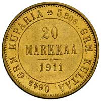 Mikołaj II 1894-1917, 20 marek 1911, Helsinki, Bitkin 369, Fr. 3, złoto, 6.45 g