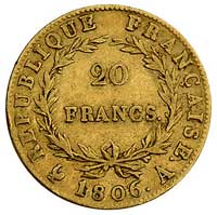 20 franków 1806 A, Paryż, Fr. 487 a, złoto, 6.38 g