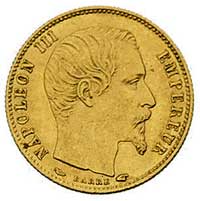 5 franków 1855 A, Paryż, Fr. 578, złoto, 1.60 g,
