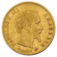 5 franków 1856 A, Paryż, Fr. 578 a, złoto, 1.61 g