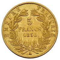 5 franków 1856 A, Paryż, Fr. 578 a, złoto, 1.61 