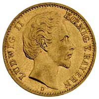 Ludwik II 1864-1886, 10 marek 1876/D, Monachium, J. 196, Fr. 3766, złoto, 3.98 g