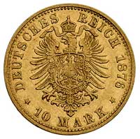 Ludwik II 1864-1886, 10 marek 1876/D, Monachium, J. 196, Fr. 3766, złoto, 3.98 g