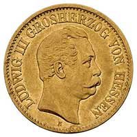 Ludwik III 1848-1877, 10 marek 1877/H, Darmstadt, J. 216, Fr. 3786, złoto, 3.94 g