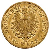 Ludwik III 1848-1877, 10 marek 1877/H, Darmstadt, J. 216, Fr. 3786, złoto, 3.94 g