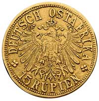 15 rupii 1916 T, Tabora, J. 728 a (arabeska pod literą A), Fr. 1, złoto, 7,04 g