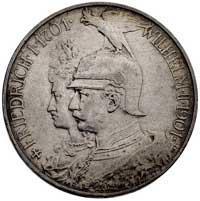 Wilhelm II 1888-1918, 5 marek 1901, Berlin, J. 106, moneta wybita na 200-lecie królestwa Prus
