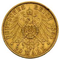 Wilhelm II 1891-1918, 20 marek 1894/F, Stuttgart, J.296, Fr. 3876, złoto, 7.95 g