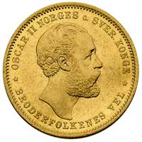 Oskar II 1872-1905, 20 koron 1886, Kongsberg, Fr. 17, złoto, 8.96 g