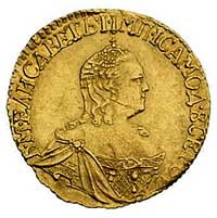 rubel 1756, Petersburg, Bitkin 42, Fr. 100, złoto, 1.61 g, minimalna wada krążka
