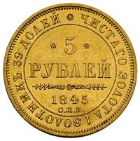 5 rubli 1845, Petersburg, Bitkin 25, Fr. 138, złoto, 6.52 g, ładny egzemplarz