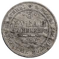 3 ruble 1838, Petersburg, Bitkin 87 (R), Fr. 143, platyna, 10.25 g, wada blachy