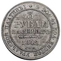 3 ruble 1842, Petersburg, Bitkin 91 (R), Fr. 143, platyna, 10.28 g, minimalna wada rantu