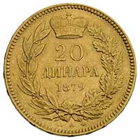 20 dinarów 1879 A, Paryż, Fr. 3, złoto, 6.44 g