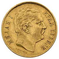 10 dinarów 1882 V, Wiedeń, Fr. 5, złoto, 3.21 g