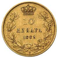 10 dinarów 1882 V, Wiedeń, Fr. 5, złoto, 3.21 g