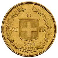 20 franków 1896, Berno, Fr. 495, złoto, 6.45 g