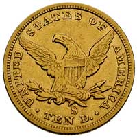 10 dolarów 1865/186, San Francisco, Fr. 157, złoto, 16.64 g, rzadkie