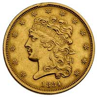 5 dolarów 1834, Filadelfia, Fr. 135, złoto, 8.34