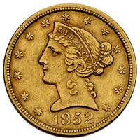 5 dolarów 1852, Filadelfia, Fr. 138, złoto, 8.34 g