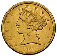 5 dolarów 1861, Filadelfia, Fr. 138, złoto, 8.34