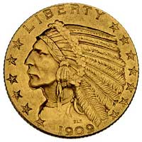 5 dolarów 1909, Filadelfia Fr. 148, złoto 8.36 g