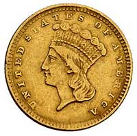 1 dolar 1857, Filadelfia, Fr. 94, złoto, 1.66 g