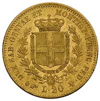 20 lirów 1859, Turyn, Fr. 1146, złoto, 6.43 g