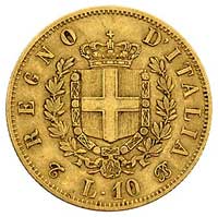 Wiktor Emanuel II 1861-1878, 10 lirów 1863, Turyn, Fr. 15, złoto, 3.22 g