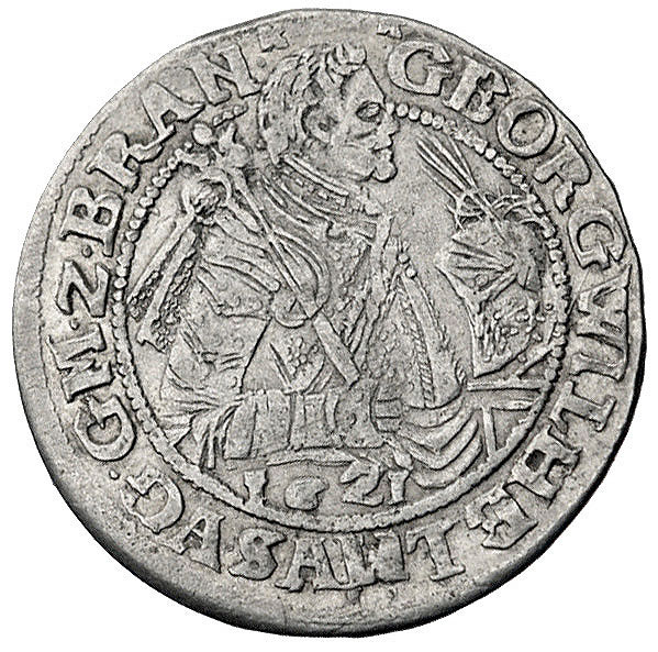 ort 1621, Królewiec, odmiana z datą pod popiersiem i odwróconymi literami A zamiast V, Bahr.1394, Neumann 10.97