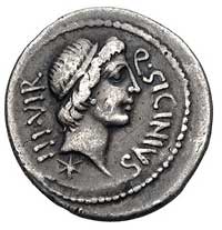 Q. Sicinius i C. Coponius około 49 r pne, denar,