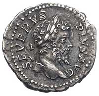 Septymiusz Sewer 191-211, denar, Aw: Popiersie w wieńcu w prawo, Rw: Roma stojąca z Nike w dłoni w..
