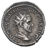 Trajan Decjusz 249- 251, antoninian, Aw: Popiersie w koronie radialnej w prawo i napis w otoku, Rw..