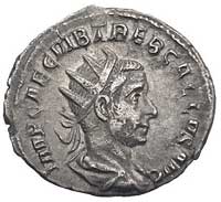 Trebonianus Gallus 251-253, antoninian, Aw: Popiersie w koronie radialnej w prawo i napis w otoku,..