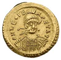 Leon I 457-474, solidus mennica Konstantynopol, Aw: Popiersie cesarza w zbroi i z włócznią w dłoni..
