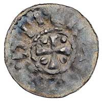 mennice Dolnej Łaby- hrabia Diethmar syn księcia Bernarda I +1048, denar, Aw: Krzyż; w polu cztery..