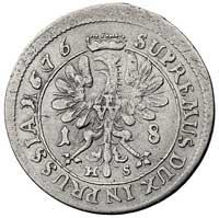 ort 1676/MDC, Królewiec, odmiana z przebitą datą z rzymskich cyfr na arabskie, Schrötter 1636, Neu..