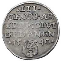 trojak 1540, Gdańsk, Kurp. 524 (R1), Gum. 573, p