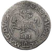 trojak ze słabego srebra, 1562, Wilno, Kurp. 808 (R3), Gum. 619, T. 18, rzadka moneta z ciemną pat..