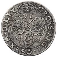 szóstak 1581, Wilno, odmiana ze znakiem menniczym pomiędzy tarczami herbowymi, Kurp. 324 (R7), Gum..