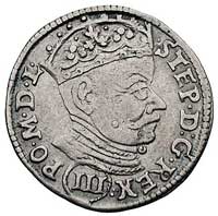trojak 1581, Wilno, odmiana z III w owalnej obwódce pod popiersiem króla, Kurp. 291 (R3), Gum. 753..