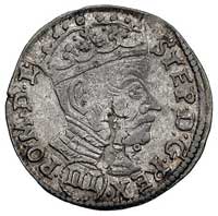 trojak 1581, Wilno, odmiana z III w owalnej obwódce pod popiersiem króla, Kurp. 291 (R3), Gum. 753..