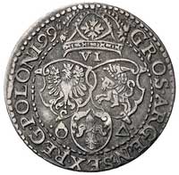 szóstak 1699, Malbork, odmiana z dużą głową króla, Kurp. 1435 (R4), Gum. 1153, rzadka moneta ze st..