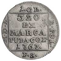 grosz srebrny 1767, Warszawa, odmiana z dużymi cyframi daty, Plage 218