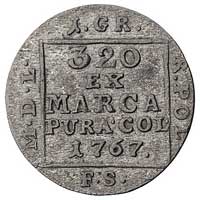 grosz srebrny 1767, Warszawa, odmiana z płaską i szeroką koroną, Plage 217