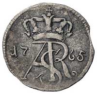 trojak 1765, Toruń, Plage 518, moneta z końcówki blachy, patyna